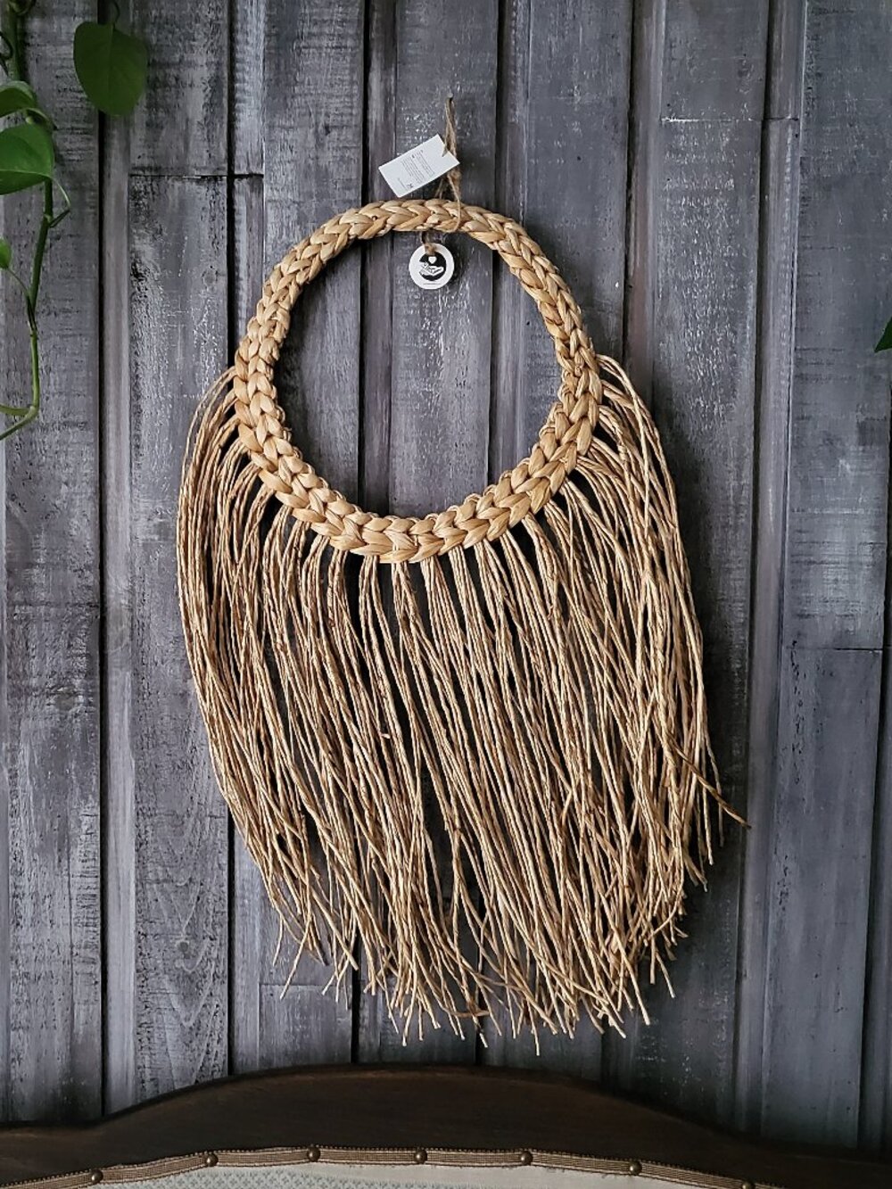 IKEA Boho Straw Fringe Wreath Wall Hanging Decor